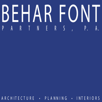 Behar Font Partners logo with focus on architecture, planning, and interiors.